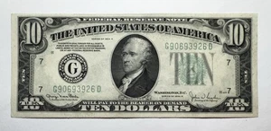 1934 D $10 Federal Reserve Note, Chicago, Illinois AU - Picture 1 of 2