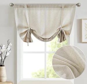JINCHAN Valance Curtain Tie Up Shade Flax Linen Blend 54 Length - Picture 1 of 4