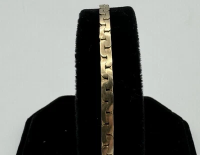 14K Yellow Gold Italian Flat Link Chain Unisex Bracelet 8" 10.2gr - Image 1 of 4