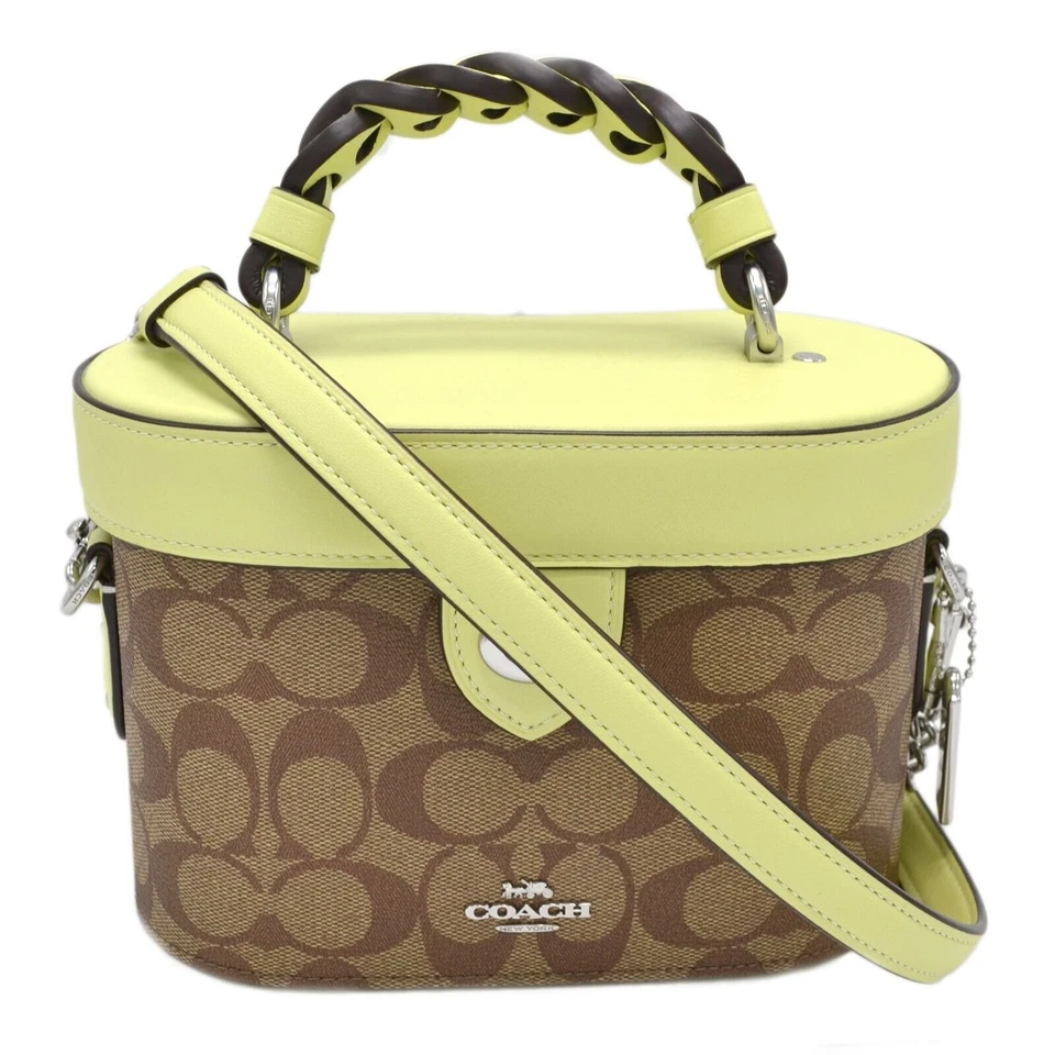 Coach Women's Satchel Kay Crossbody Purse Pebbled Leather Handbag Signature Logo