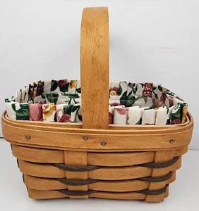 Vintage Longaberger Basket w/ Liner & Protector Small Handwoven Woven - Picture 1 of 13