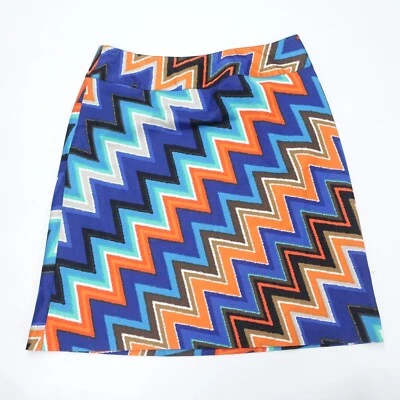 Falda East 5th Línea A Para Mujer 14 Multicolor Estampado Zig Zag Cremallera Lateral Clásica Preppy Foto 1 de 4