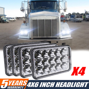 4PCS 4x6" LED Headlights Hi/Lo Beam Headlamps Fits Kenworth T800 T400 T600A W900