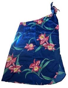 Hilo Hattie One Size Hawaiian True Wrap Dress or Maxi Skirt Blue Floral Vintage - Picture 1 of 8