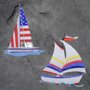 Sailboat Patch Set - Sailing, Boating, Sailor, USA Boat Badge (Iron On) - Picture 1 of 1