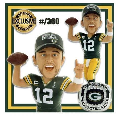 AARON RODGERS Green Bay Packers Super Bowl Bobblehead- NIB Cover
