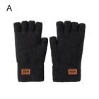 1Pair Alpaca Wool Fingerless Gloves Thermal Mens Knitted Mittens V2 Finger Z6C6