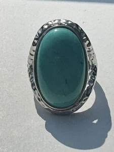Oval Blue Turquoise Ring Stainless Steel Size 8 New Without Tags - Picture 1 of 7