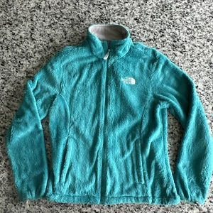 The North Face Jacket Womens Medium Teal Blue Full Zip Soft Fur Fleece Fuzzy - Picture 1 of 10