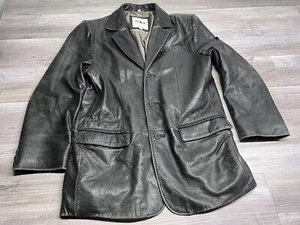 Adler Authentic Mens Lambskin Leather Jacket Black Mid Length Distressed Size 40 - Picture 1 of 13