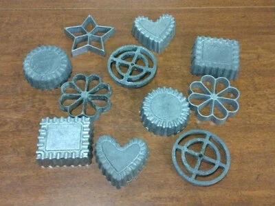 Moldes de hierro prensa de galletas de metal vintage lote de 11 estrellas Rosetta corazones flores Foto 1 de 4
