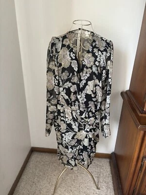 Vestido mini ajustado de manga larga floral negro para mujer de River Island Talla 10 NWT Foto 1 de 4