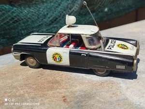 VINTAGE CADILLAC POLICE TIN TOY CAR 60's MADE IN JAPAN ICHIKO FRICTION WORKS - Picture 1 of 24