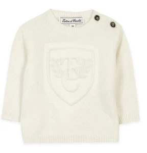 New Tartine et Chocolat, Baby Boy Ecru Sweater mother-of-pearl Wool Size 2 Years - Picture 1 of 8