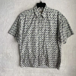Campia Moda Men Button Hawiian Shirt Multicolor Geometric M Cotton Short Sleeve - Picture 1 of 8
