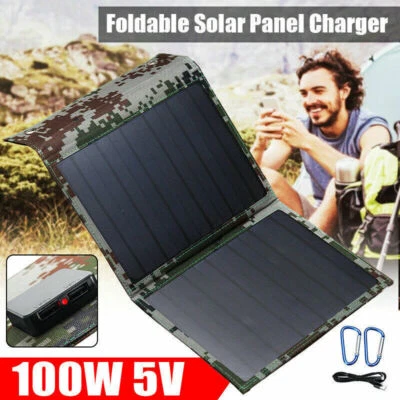 100W faltbare 5V USB Solarpanel Power Bank im Freien zum Aufladen des Handyakkus - Bild 1 von 4