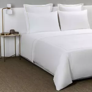 Copripiumino Frette Luxury Camelia Raso Queen Bianco Beige Made in ITALY $1200 - Foto 1 di 8