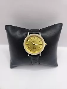 Rare Vintage Limit Unisex Classy 24k Gold Leaf Diamonds Watch Crocodile Strap - Bild 1 von 17
