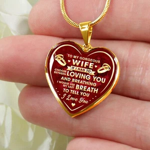 Romantic Gift for Wife, Wedding Heart Necklace - Husband and Wife Heartfelt Gift - Picture 1 of 8