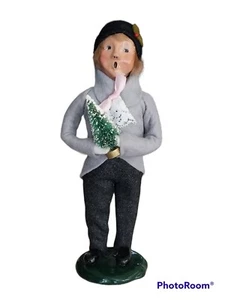 Vtg Byers' Choice  Caroler Boy Holding Christmas Tree Figurine  9.5" - Picture 1 of 9