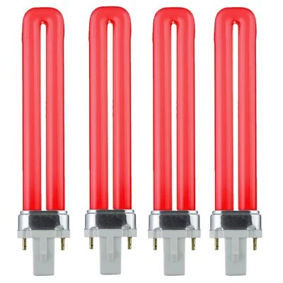 DIODESY 4Pack 6.5" Replacement RedLight Bulb, PL2-Pin Fluorescent UShaped Bulb, 9W, 120V
