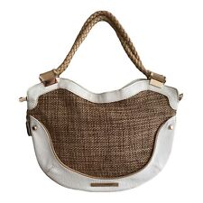 Ivanka Trump white faux leather and brown texture satchel handbag