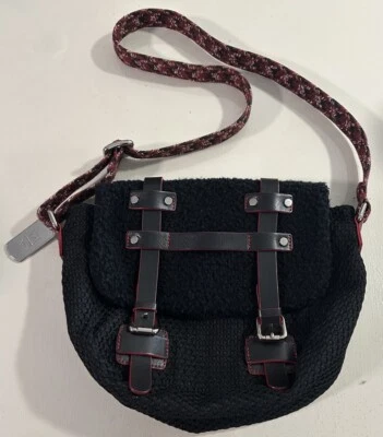 Missoni Black Red Purse Honeycomb Sherpa Leather Zigzag Design Strap 12x9x5” EUC - Image 1 of 4