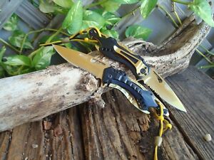 Collectible Pocket Knife, Black and Gold Titanium, Spring A Knife Can Opener 705