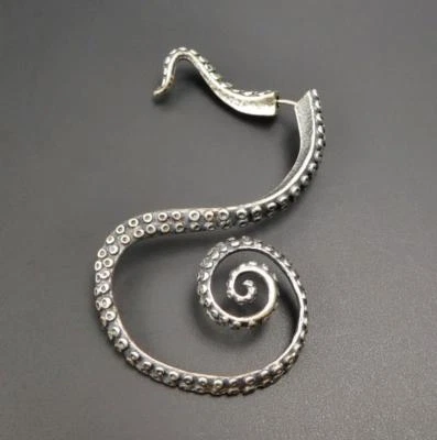 ÚNICO LADO IZQUIERDO Plata Esterlina Grande Pulpo Tentáculo Pendiente Oreja Puño Oruga Foto 1 de 4