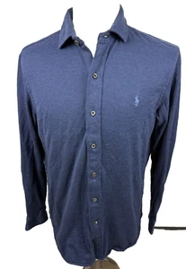 Polo Ralph Lauren The Knit Dress Shirt Blue Long Sleeve Mens Large - Picture 1 of 5