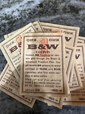 Vintage B&W Tobacco RALEIGH Cigarettes Coupons Lot 13 Advertising Coupons