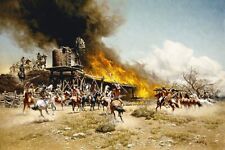 Frank C. McCARTHY  " Burning The Way Station " Ltd Edition Canvas Western ART