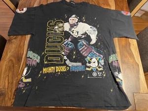 Bulletin Athletics NHL Mighty Ducks Anaheim All Over Print Vintage T-Shirt 1994 - Picture 1 of 12
