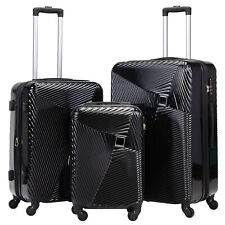 3 Pieces Luggage Set HardShell Expandable Travel Suitcase with TSA Lock Black