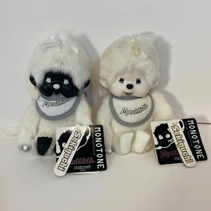Monchhichi Monotone Black White Pair Doll Plush Toy Set Sekiguchi Japan Tag - Bild 1 von 17