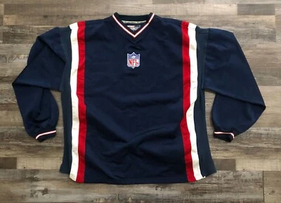 Pulôver suéter manga longa vintage NFL masculino GG azul com listras brancas e vermelhas - Imagem 1 de 4