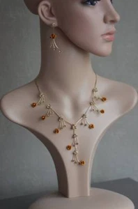 parure collier boucle d'oreille ,mode, strass, fantaisie ,fête, - Imagen 1 de 1