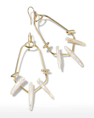 Nuevos Pendientes de Oro Eileen Marca KENDRA SCOTT Moda en Perla Blanca  Foto 1 de 2