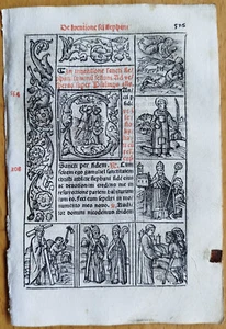 Post Incunable Leaf Brevarium Pataviensis Small Woodcut (576) - 1508 - Picture 1 of 2