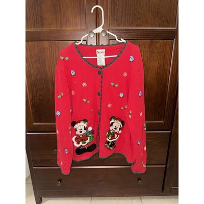Suéter Navidad Disney World XXL Cuentas Mickey Minnie Banda Líderes Rojo DEFECTOS Foto 1 de 4