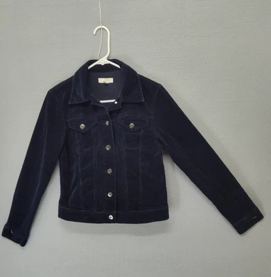 Kenar женщин куртка S темно-синий вельвет на пуговицах повседневный водитель грузовика стиль карманы - Изображение 1 из 4