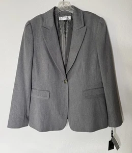 Tahari ASL Women’s Size 16 Gray Blazer Lined One Button Business Office Work New - Picture 1 of 15