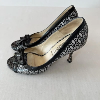 Jimmy Choo VTG Y2K Black And Gray Peep Toe Heels Womens 37 / 7 - Image 1 of 4