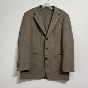 Oscar De La Renta Tan Wool & Cashmere Blazer Jacket Sport Coat Mens Size 42L - Picture 1 of 11