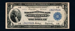 $1 1918 San Francisco Federal Reserve Bank Note, Free Shipping (B190) - Picture 1 of 2