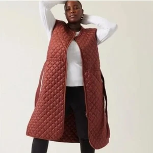 Athleta Rust Whisper Featherless Long Vest NWT - Picture 1 of 9