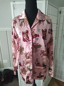 Nick & Nora Pink Satin Sock Monkey Pajama Set 2 Piece Youth Size 16XL - Picture 1 of 19
