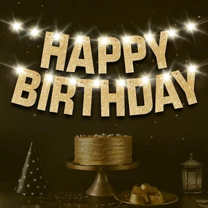 , Light up Happy Birthday Banner - 10 Feet, 8 Modes | Glitter Birthday Banner | - Picture 1 of 12