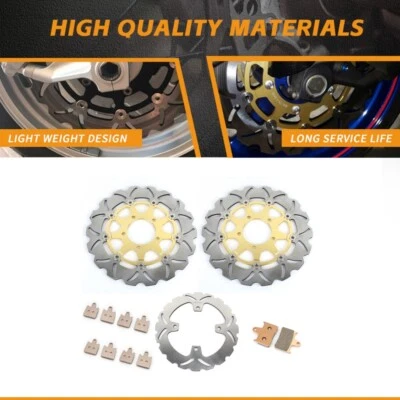 For KAWASAKI ZZR 1400 2006-2019 ZZ-R 1400 ABS 06-19 Front Rear Brake Discs Pads - Image 1 of 4