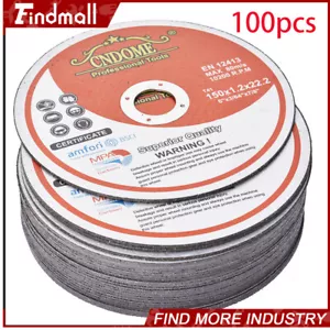 Findmall 100Pcs 6"x.045"x7/8" Cut-off Wheel Metal & Stainless Steel Cutting Disc - Picture 1 of 8